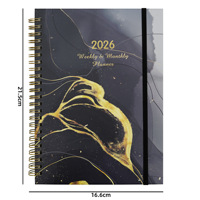 Carnet de notes A5 personnalisé 2026 avec spirale, agenda et journal en anglais avec élastique