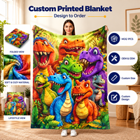 Couverture en flanelle populaire à imprimé animal mignon, motif dinosaure de dessin animé coloré, pour canapé, chambre, salle de jeux, décoration intérieure, cadeau