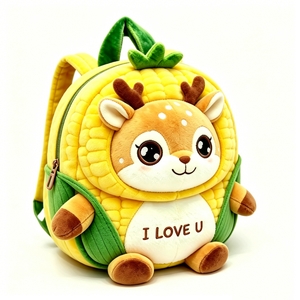 Customized Deer Character <b>Backpack</b> Yellow,Corn Themed Deer Plush <b>Backpack</b> for <b>Toddlers</b>, Plush Deer School Bag for Preschool - Product Image 1