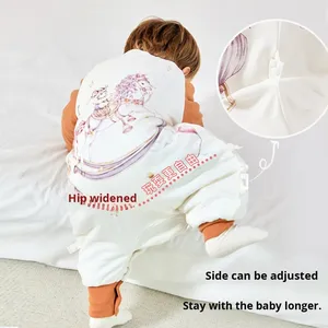 Sac de couchage/combinaison matelassé en coton imprimé 60g pour enfants, à <span class=keywords><strong>jambes</strong></span> séparées, en fibre thermostique, <span class=keywords><strong>avec</strong></span> fermeture éclair métallique YKK, épaissi pour le printemps, pour bébé, ODM - Product Image 4
