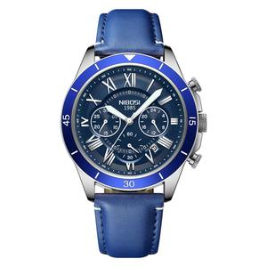 Drioshipping Moda Hombres Auto Fecha Cronógrafo Correa de acero inoxidable Correa de cuero Reloj de cuarzo - Product Image 3