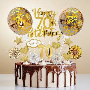 Adorno <span class=keywords><strong>de</strong></span> Pastel Reutilizable <span class=keywords><strong>para</strong></span> 70 <span class=keywords><strong>Cumpleaños</strong></span>, <span class=keywords><strong>para</strong></span> Mujeres y Hombres, Juego <span class=keywords><strong>de</strong></span> Decoración Dorada <span class=keywords><strong>de</strong></span> 20 Piezas con Velas <span class=keywords><strong>de</strong></span> <span class=keywords><strong>Cumpleaños</strong></span> - Product Image 4