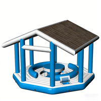 Nouvelle plateforme de loisirs aquatiques gonflable en PVC avec tente, île flottante, capacité de 500 kg pour 5 à 10 passagers, 5x5x3,2 m