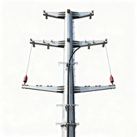 Poteaux de lignes électriques aériennes octogonaux en acier galvanisé pour la transmission électrique, 8m, 10m, 12m, 15m, 18m, 21m, 24m