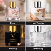 Flacon de parfum de luxe en verre craquelé noir 50ml/100ml, personnalisable avec impression sérigraphique, pulvérisateur pompe or/noir, cosmétique carré vide