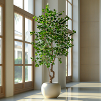 Árbol de Banyan Artificial Grande para Interiores/Exteriores con Protección UV, Decoración Artística de Alta Fidelidad en PE, Hojas de Diferentes Tamaños para Decoración del Hogar en Pascua