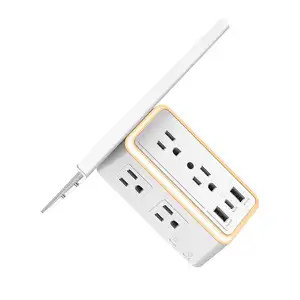 OSWELL Socket Wall Outlet with Smart Night Light 6 Surge Outlet Extender with Removable Shelf