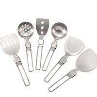 Ensemble de spatules pliantes en acier inoxydable 304, cuillère de cuisine portable, écumoire, louche, kit pour le camping et la cuisine