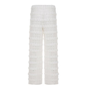 Pantalones de Punto Transparentes Antiarrugas Estilo Boho Y2K para Verano - Pantalones de Playa con Textura de Encaje y Detalles de Cuentas - Product Image 6