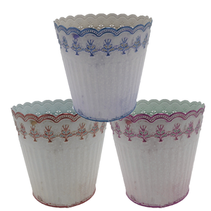 Grande couronne <span class=keywords><strong>en</strong></span> métal de <span class=keywords><strong>zinc</strong></span> pour jardin, pot de fleurs décoratif, <span class=keywords><strong>jardinière</strong></span>, personnalisé avec logo imprimé, couleur blanche, cm - Product Image 5