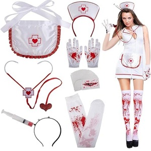 Accesorio de maquillaje único para mujer, estilo oscuro, con diseño de manchas de sangre, para <span class=keywords><strong>disfraz</strong></span> de enfermera o <span class=keywords><strong>doctora</strong></span> de terror, festivo y peculiar, transfronterizo - Product Image 4