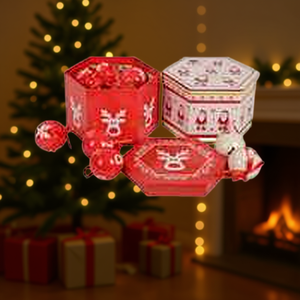 HOMEEA Christmas Ornaments Plastic Round Hanging Decorations 24 Boxes Case Two Styles Mixed Evenly Per Piece - Product Image 2