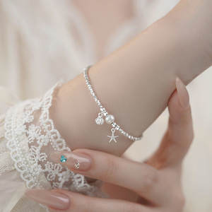 S925 <b>Silver</b> Star Shell <b>Bracelet</b> Fresh and Niche Design Exquisite and Sophisticated Accessory Suitable for Women - Product Image 2