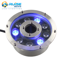 Lampu Air Mancur LED Lingkaran 9W CE Rohs IP68 Stainless Steel Tahan Air, Warna Berubah dengan Kontrol Eksternal untuk Taman