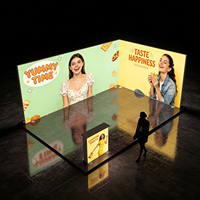 Stands de stand d'exposition en tissu avec comptoir pop-up rectangulaire, comptoir pliable pour salon professionnel, table de stand pop-up avec éclairage LED