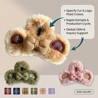 Pince à cheveux en tissu peluche coréen à carreaux marron, couleur personnalisable, pince à griffes, usage quotidien, haute qualité, faite à la main