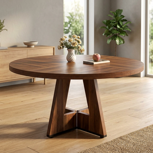 Modern Round Wooden Dining <b>Table</b> Solid Wood Base Stable Design Home Furniture for Dining Room - Product Image 1
