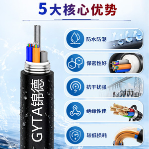 Cable Óptico Blindado Gyta G652d, Fibra Trenzada para Exteriores, para Ingeniería de Comunicaciones - Product Image 1