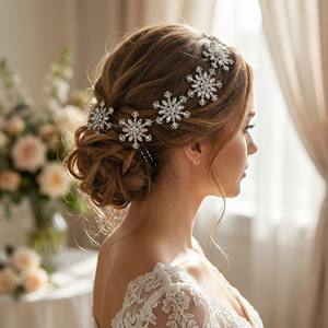 Diadema Exquisita con Cristales de Imitación en Forma de Copo de Nieve, Accesorio Versátil y Elegante para el Cabello de Mujer para Bodas, Fiestas, Citas y Uso Diario - Product Image 1
