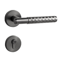 Serrure de porte grise pour intérieur, poignée de porte en alliage d'aluminium symétrique pour chambre, mécanismes de serrures à levier d'entrée, modèle Matrix