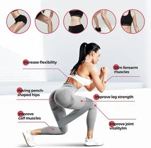 Set tali resistensi latihan pinggul kain, logo kustom grosir loop elastis Yoga workout gym home kebugaran Band set S/M/L