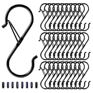 Factory Wholesale Strong Multi-function Storage S Hooks With Locking Spring Clip Metal Hanging Hooks