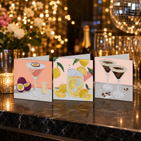 Ensemble de 6 cartes de vœux personnalisées à peindre au diamant, kits d'art DIY 5D à thème cocktail avec strass, vente en gros directe d'usine