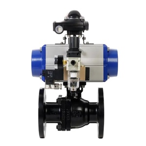 Thép carbon <span class=keywords><strong>wcb</strong></span> van bi với thiết bị truyền động khí nén PTFE ngồi mặt bích khí nén 2 cái Van bi - Product Image 4