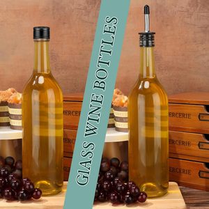 Bouteilles en verre à col long de 750 ml (25 oz) avec bouchon à vis verseur, bouteille de vin de Bordeaux vide pour vin, sirop, jus, pour bar à domicile, liqueur, jus - Product Image 4