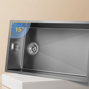 Évier de cuisine à cuve unique grande taille en acier inoxydable 304, motif nid d'abeille nano, fait main, pour usage domestique - Product Image 6