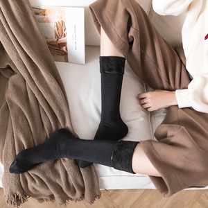 Women's Winter Fleece Lined Warm Knee High Socks Nude Color Thermo Casual Style - Product Image 4