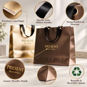 Bolsa de Papel Kraft Mini de Lujo Personalizada para Ropa, Compras, con Asa de Lazo Hecha a Mano, para Empaque Minorista, con Logotipo Impreso Personalizado - Product Image 2