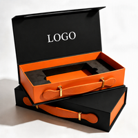 Boîte cadeau magnétique de luxe bicolore avec poignée en PU, insert en EVA, boîte rigide à rabat imprimée, logo personnalisé, boîte cadeau d'entreprise