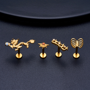 Piercing de <span class=keywords><strong>nez</strong></span> en titane G23 16G, bijou or et zircon rouge pour tragus, cartilage, conque, hélix avant, bijoux d'oreille - Product Image 6