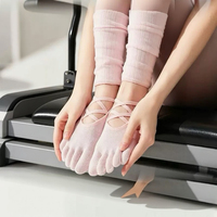 Chaussettes antidérapantes cinq doigts en coton avec support de voûte plantaire repliable pour Pilates Reformer, Barre et Yoga pour femmes