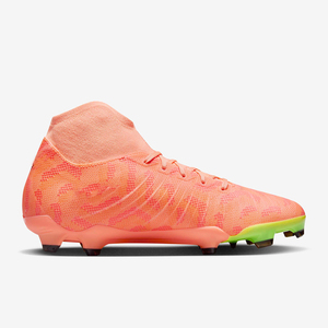 High Ankle Lace Up Soccer Cleats Orange <b>Knit</b> Upper Green Stud Firm Ground Football <b>Boots</b> - Product Image 4