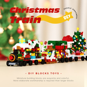 Train de Noël miniature en blocs de construction, jouet pour enfants, ornement DIY, 200-400 pièces - Product Image 5