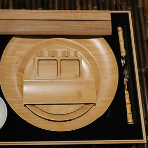 Tre thiết lập dao kéo tre tấm bộ đồ ăn dĩa thìa đũa tấm thiết lập cho Đảng Bộ đồ ăn với gói hộp gỗ - Product Image 4