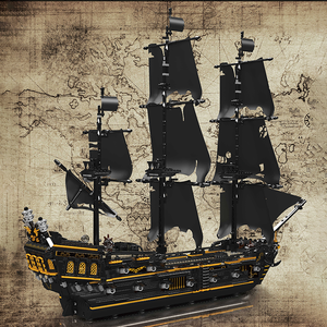 MOULD KING-Blocs de construction de <span class=keywords><strong>bateau</strong></span> de pirate pour adultes, kit de construction éducatif pour enfants, briques MOC, modèle de <span class=keywords><strong>bateau</strong></span> noir, 13199 - Product Image 3