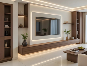 <span class=keywords><strong>Meuble</strong></span> <span class=keywords><strong>TV</strong></span> moderne pour salon, nouveau style, usage domestique, avec vitrine et finition LED haute brillance - Product Image 2