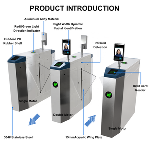 Sistema de Control de Acceso con Lector de Tarjetas RFID, Reconocimiento Biométrico, Puerta de Alta Seguridad para Peatones, Torniquete ESD, Barrera Abatible - Product Image 2