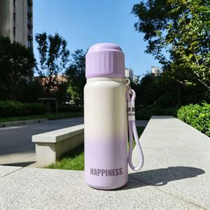 Gradient Insulated Water Bottle With Carrying Strap Leak Proof For Outdoor Sports And Travel 500Ml - Product Image 2