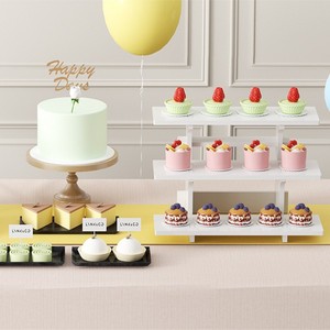 Oy-Pvc Desktop Display <b>Stand</b> 3 Tier Square Cake Rack For Birthday Party Food Dessert Beverage Display - Product Image 2