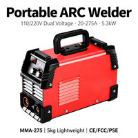 Soudeuse à arc portable 110V/220V norme américaine pour acier structurel, 275A, onduleur IGBT, machine de soudage à l'arc manuelle, garantie 1 an