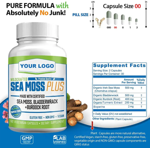 OEM/ODM cápsulas de musgo marino orgánico de etiqueta privada sin azúcar para el soporte del sistema inmunológico bueno para la salud de los adultos - Product Image 4