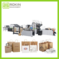Machine automatique ROKIN pour la fabrication de sacs en papier kraft à fond carré avec poignée en corde torsadée pour sacs cadeaux souvenirs