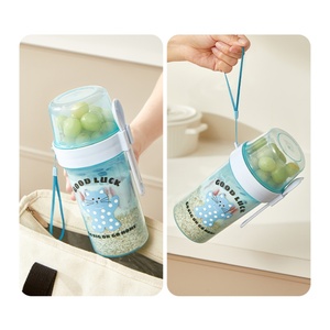Double Layer Breakfast Lunch Box <b>Yogurt</b> <b>Maker</b> Filter Cup Freshness Airtight Food Storage Container Plastic Food Storage Jar - Product Image 6