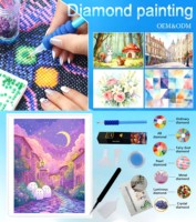 Kits de peinture diamant DIY de haute qualité à quatre panneaux, personnalisés, faits à la main, avec diamants carrés en résine, motif paysage