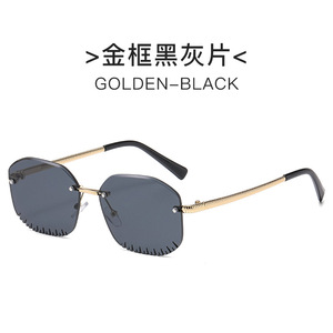 Lunettes de soleil polygonales sans monture, verres dégradés, protection UV400, mode unisexe, protection solaire pour adultes - Product Image 4