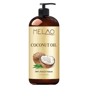 Huile de noix de coco naturelle, 100% Pure, organique, Extra vierge, pour cheveux et beauté de la peau, hydratante, à pression froide, vente en gros